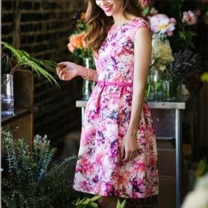 Eliza J Fit and Flare Floral belted dress 4